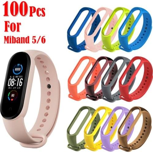 100Pcs Bracelets For Mi band 6 5 Silicone Strap For Xiaomi Mi Band 6 5 Strap Miband 6 5 Bracelet Wrist Band Accessories 30 Color