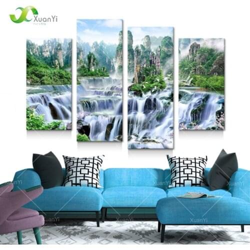 5 Panel Modern Prtinted Mountain Waters Landscape Canvas Painting Scenery Wall Picture Wall Art For Living Room Unframed PR1116