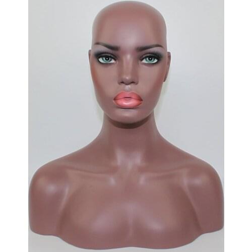 Fiberglass Realistic Black Female Mannequin Dummy Head Bust,Afro-American Manikin Dummy Head For Lace Wigs
