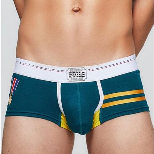 4pcs/lot Stripes Underpants Men Boxer Trunks Cotton Sexy Bulge Mens Underwear Boxers Shorts Patchwork Crotch Gay Male Cuecas