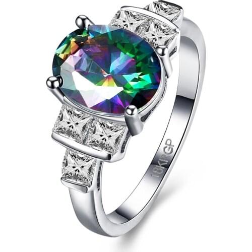 High Quality Black Gold Rings For Women Girls AB Color Cubic Zirconia Crystal Bridal Wedding Finger Ring