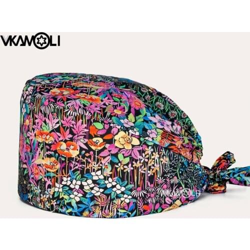 High Quality Hospital Medical Uniform Printed Surgical Scrub Cap nursing hats Dental dentist hat Pet veterinary hat scrub cap