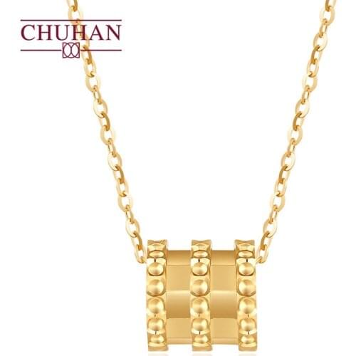 CHUHAN Jewelry Real 18K Gold Pendant Necklace Feminine Necklace Exquisite All-match Trend Clavicle Chain Couple Dating Gifts
