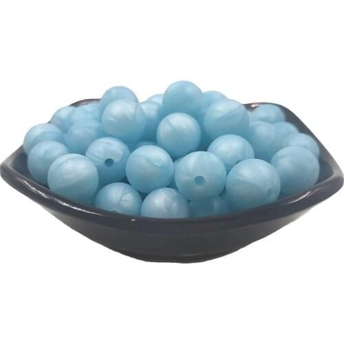 Pearl Green Silicone Round Pearl Bead Teether 12/15mm Baby Teething Necklace DIY Pacifier Chain Care Silicone Teether Product