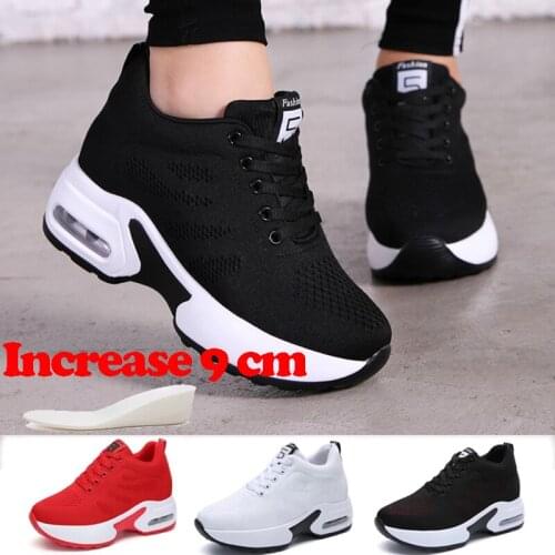 Women High Top Walking Shoes 9CM High Heel Sports Shoes Thick Sole Platform Casual Sneakers Outdoor Ladies Running Jogging Shoes