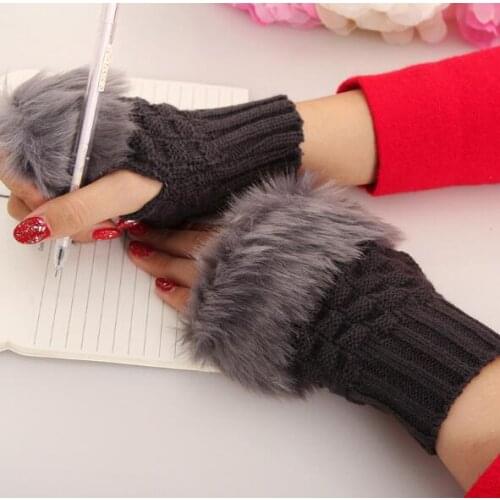 Faux Rabbit Mitten Fur Fur/Villi Women Gloves-Knitted Arm Fingerless Warmer Winter Knitted Gloves New Wrist Trim Gloves