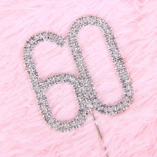 1PC Cake Topper Gold Diamond-studded Cake Topper for Dessert Anniversary Birthday Decoration Wedding Supplies Number 18 /30~80