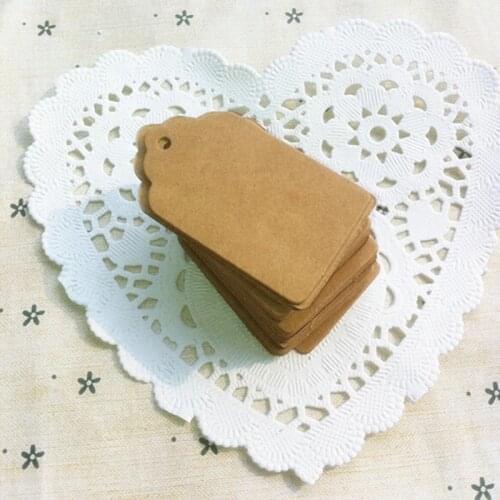 100pcs/lot Brown Kraft Paper Wedding Note+String Tags Lace Scallop Head Label Luggage DIY Blank Price Gift Hang Tag 5x3cm