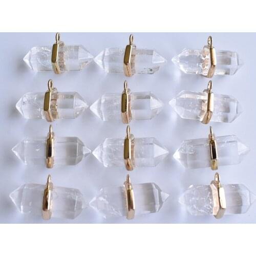 2020 fashion natural crystal pillar shape point Chakra charms pendants for jewelry making Wholesale 12pcs/lot free shipping
