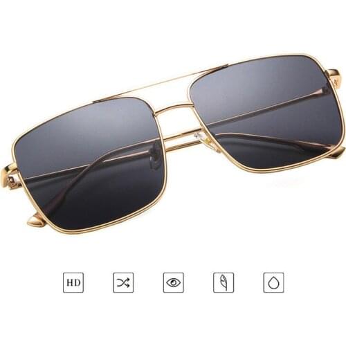 2021 Simple Large Frame Square Sunglasses Women Gradient Sun Glasses for Women Metal Glasses Feminino Retro Oculos De Sol UV400