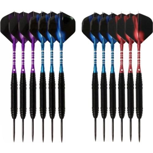 6pcs/set Steel Tip Darts Balanced Weight Excellent Grip Party Bar Professional Game Competition Random Color