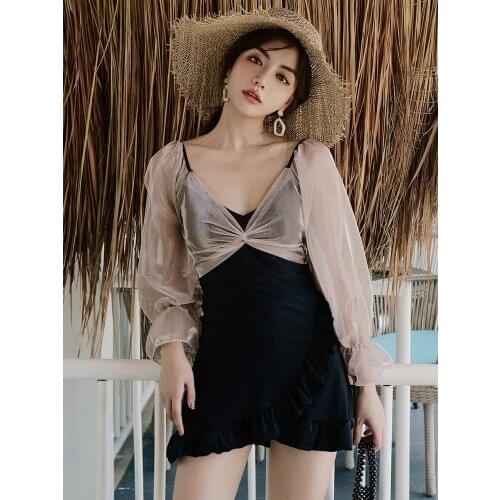 Bikinis 2021 Korean Hot Bathing Suit Women Trendy One Piece Swimwear Surfing Suits Plus Size Sun Cute Sexy Swimsuit Dress Cover