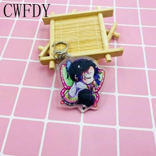 Demon Slayer Keychain Transparent PVC Agatsuma Zenitsu Llavero Kimetsu no Yaiba Key Ring Double Sided Acrylic Key Chain For Kids