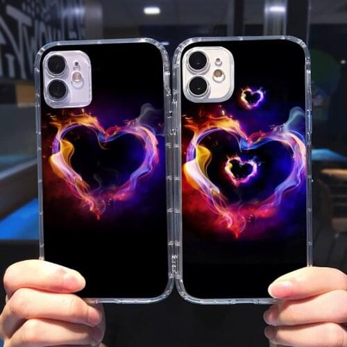 Love Heart Phone Case Transparent for iPhone 6 7 8 11 12 s mini pro X XS XR MAX Plus cover funda shell
