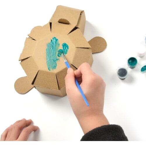 Kids Gifts Handmade Corrugated Cardboard Kindergarten 3D DIY Puzzle Coloring Assembled Model Coloring Graffiti Educational Toy
