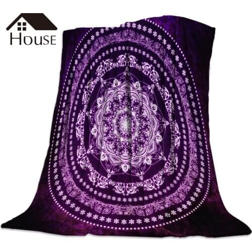 Purple Glowing Soul Mandala Printed Nap Blanket Soft Comfortable Velvet Plush Blankets Warm Sofa Bed Sheets