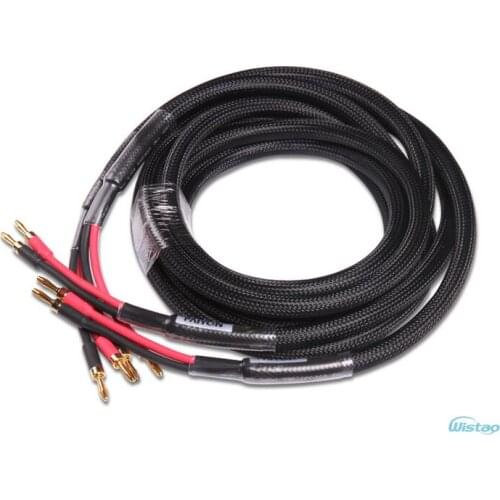 HIFI Speaker Interconnection Cable for Speakers 5N OFC MCA Plug 8pcs Single Crystal Copper Wire Anti-shocking Network 2.5m Black