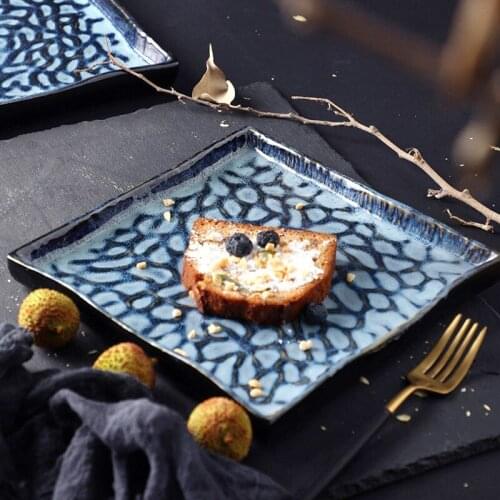 Nordic Western Plate Ceramic Square Plate Dish Home Steak Plate Plate Dishes Flat Plate Breakfast Pasta Plate Serving Tray Snack