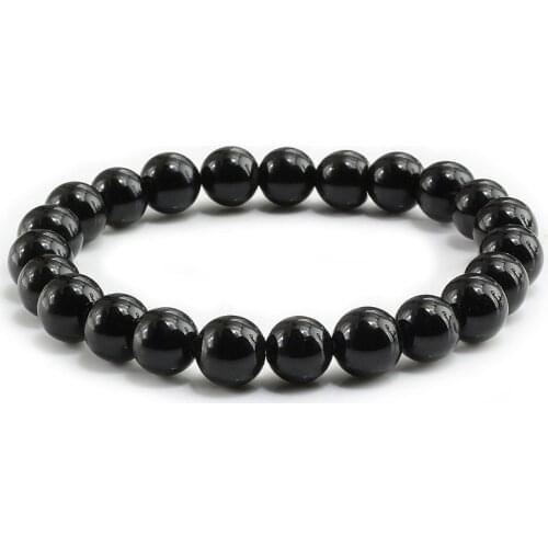Classic Black Natural Stone Bracelet Men Charms Blue White Transparent Beaded Bracelets Women Yoga Buddha Chain Bangles Jewelry