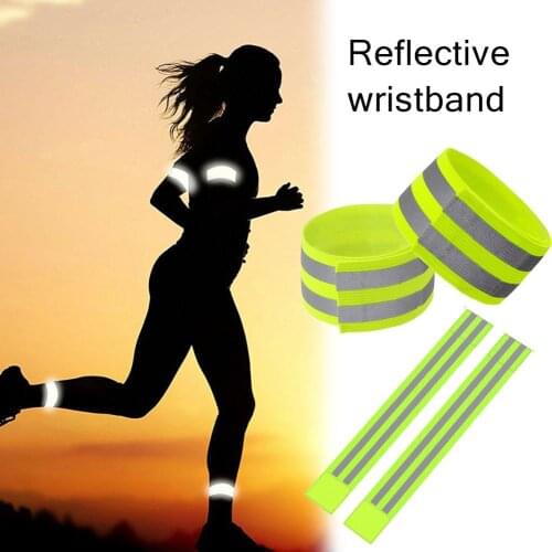 2pc Night Running Reflective Wrist Strap Ankle Strap Night Safety Sports Hot Reflective Wristband Night Riding Wristband