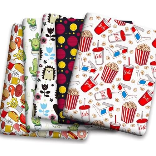 50*150cm New Mermaid Fruit Cartoon Pattern Printed Leather Polyster Cotton Liverpool Bullet Fabric for DIY Handmade Half Yard