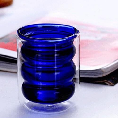 Creative Water Cup Wave Shape Double Wall Glass Cup Heat-resistant Beer Drinkware Tea Mug Coffee Juice Milk Tea Drinkware 250ml