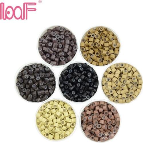 LOOF 1000pcs 4.0*2.0*2.5mm Silicone Hair Beads /Rings/Granules Microlink For Human Feather Hair Extensions Tools Accessories