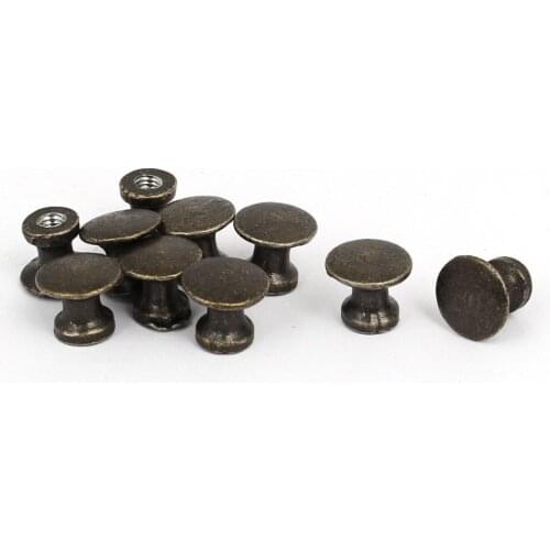 Uxcell 10Pcs 3.5mm Threaded 12mm Diameter Metal Pull Handle Knob Bronze Tone for Cabinet, Bin, Wardrobe etc with Screws Hot Sale