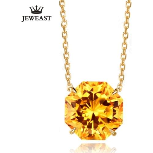 ML Natural citrine 18K Pure Gold Pendant Real AU 750 Solid Gold Upscale Trendy Classic Party Fine Jewelry Hot Sell New 2020