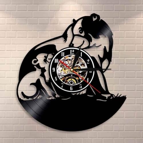 The Bear Family Wall Art Home Decor Wall Clock Mama Bear And Little Bear Wildlife Vinyl Record Wall Clock Animals Gift For Kids