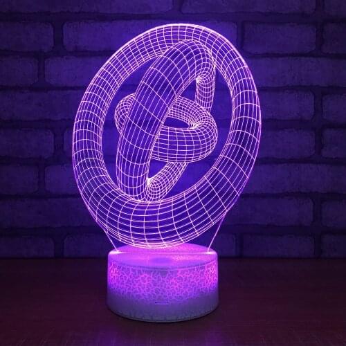 3D Ring Night Light LED Illusion Lamp Bedside Desk Table Lamp 7 Color Changing Lights Home Decor Best Gift (Rings-in-Rings)
