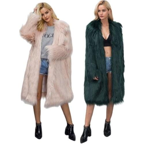 S-6XL New Fashion Women Autumn and Winter Clothes lady Faux fur coat High Imitation fox fur long Trench Coat