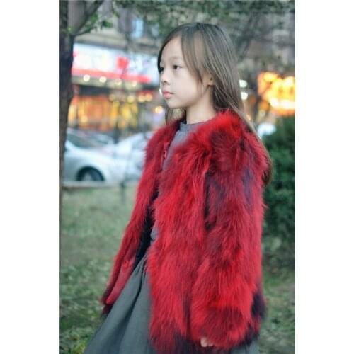 NEW Girls real genuine natural raccoon fur coat child fashion fur jacket kids warm winter outwear custom any size