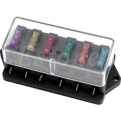 New 12V/24V Car 6 Way Circuit Standard ATO Blade Fuse Box Block Holder + 6 Fuses Q9QD