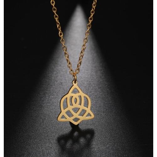 Skyrim Viking Celtics Knot Triangle Pendant Necklace for Women Girls Stainless Steel Gold Color Chain Necklaces 2021 Wholesale