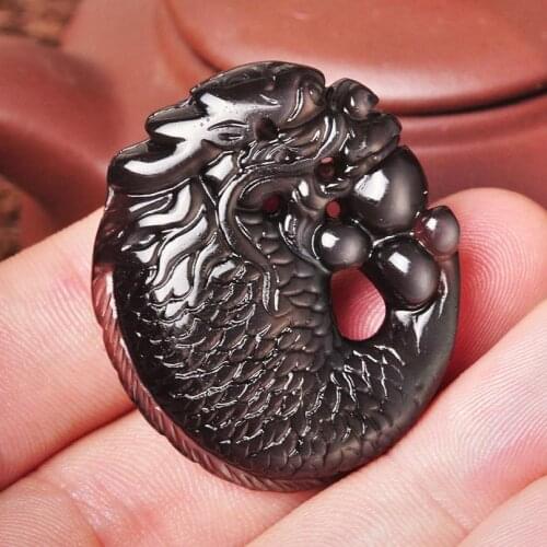 Ice color stone Dragon fish Pendant carp jump Gantry Men and women necklace