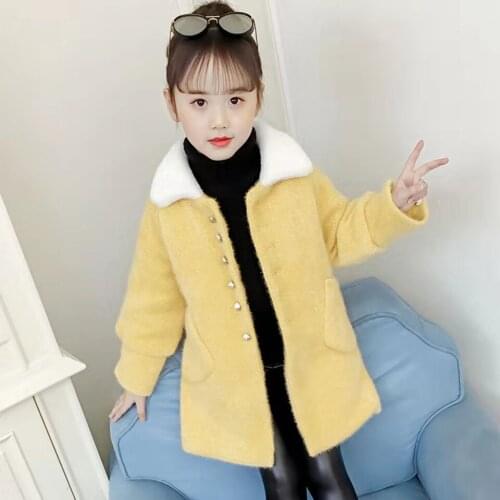 High Quality 2019 Autumn Winter Woolen Thick Coats For 3T-12 Girls Fashion Coats Solid Color Warm Baby Girls Clothes Outerwear