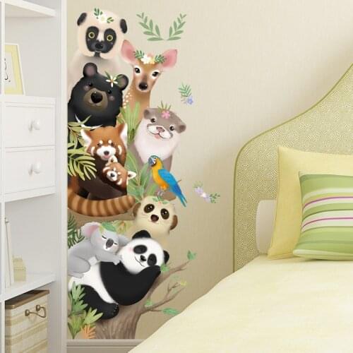 Hand draw Cute Koala Animals Wall Stickers Welcome Wall Decals Nursery Room kids room Decoration Door Stickers Poster Decor