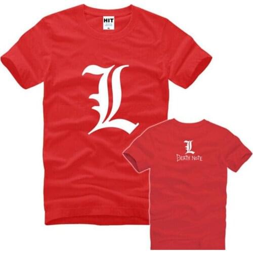 Death Note L Flag Anime T Shirt Men Short Sleeve O Neck Cotton Man T-Shirt Fashion Cool Fitness Tee Shirt Homme Camisetas Hombre