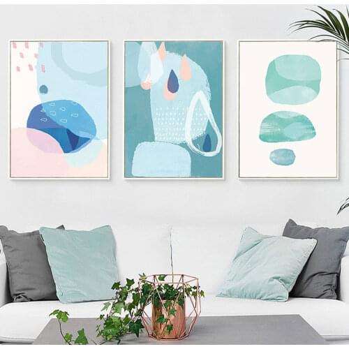 Modern Nordic Natural Warm Color Abstract Color Block Canvas Painting Geometric Polygon Stone Pattern Poster Living Room Decor