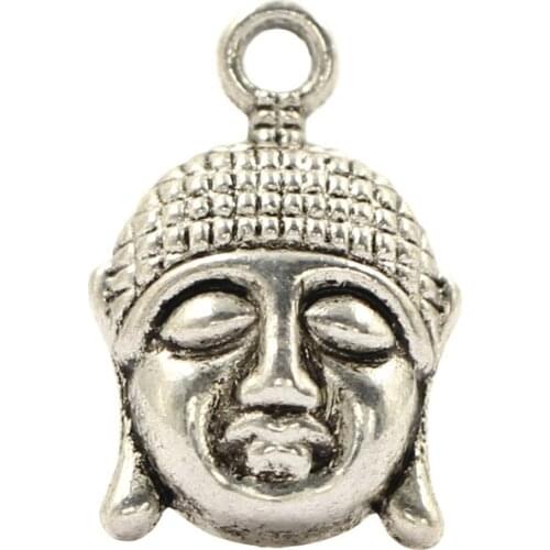 Tibetan Silver Metal Buddha Head Shape Pendant Face Of Cixi Charms Jewelry Accessories For Making DIY Necklace Earring 12pcs