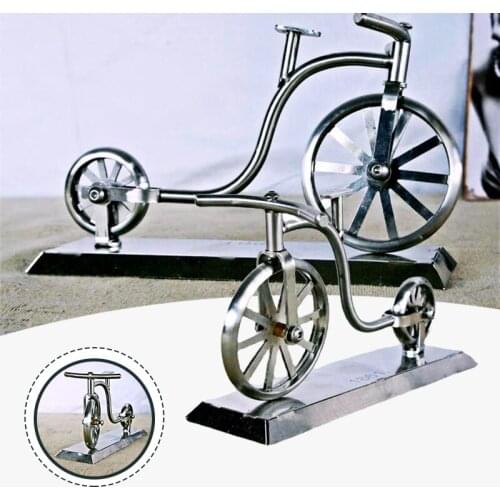 Vintage Bicycle Model Stainless Steel Movable Bike Model Diecast Old Fashioned Bike Decoration Craft for Office Shelf E7