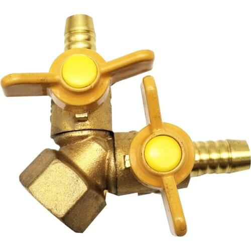 Earth Star Y-splitter LPG Cylinder Hose Adapter with ON-OFF Control Valve with Nipple for 10mm ID Hose G1/2" Thread 2PCS/lot