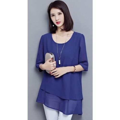 2021Summer Korean Style 5XL Plus Size Tunic Tops Aesthetic Long Shirts Vintage Chiffon Blouse Women Black Blusas Mujer De Moda