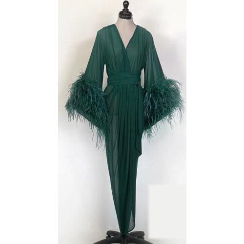 Womens Photography Dress Sexy Robe Fur Long Sleeves Nightgown Ruffles Sleepwear Lace Bathrobe Pajamas Prom Bridesmaid Shawel