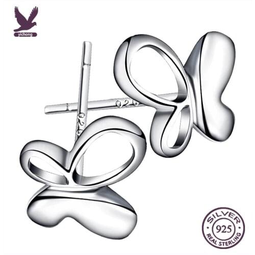 Womens Rose Earrings Shining Zircon Simple Stud Earrings Silver Aretes серьга d 'oreille Brincos イヤリング Náušnice Flower Fox Ears