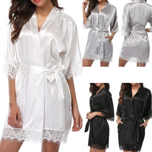 Women Robes Imitation Ice Silk Large Size Nightdress Sexy Lingerie Home Clothes Sleep Silky Robe for Women Bridesmaid Gift
