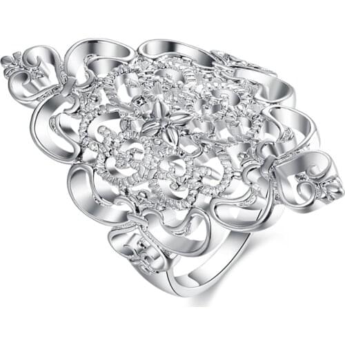 Fashion sterling silver jewelry accessories womens sterling silver ring hollow ring retro style ring jewelry accessories