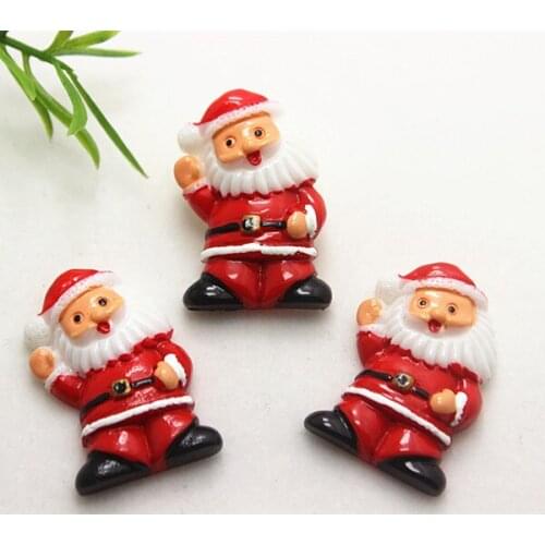 10pcs Cute Resin Festivity Santa Claus Flatback Cabochons for New Year Home Decoration,21*32mm(SD1026)