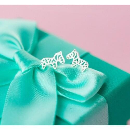 100% 925 Sterling Silver Ethnic Zebra Stud Earrings For School Girls Gift 2020 Elegant Lady Prevent Allergy Brincos Pendientes